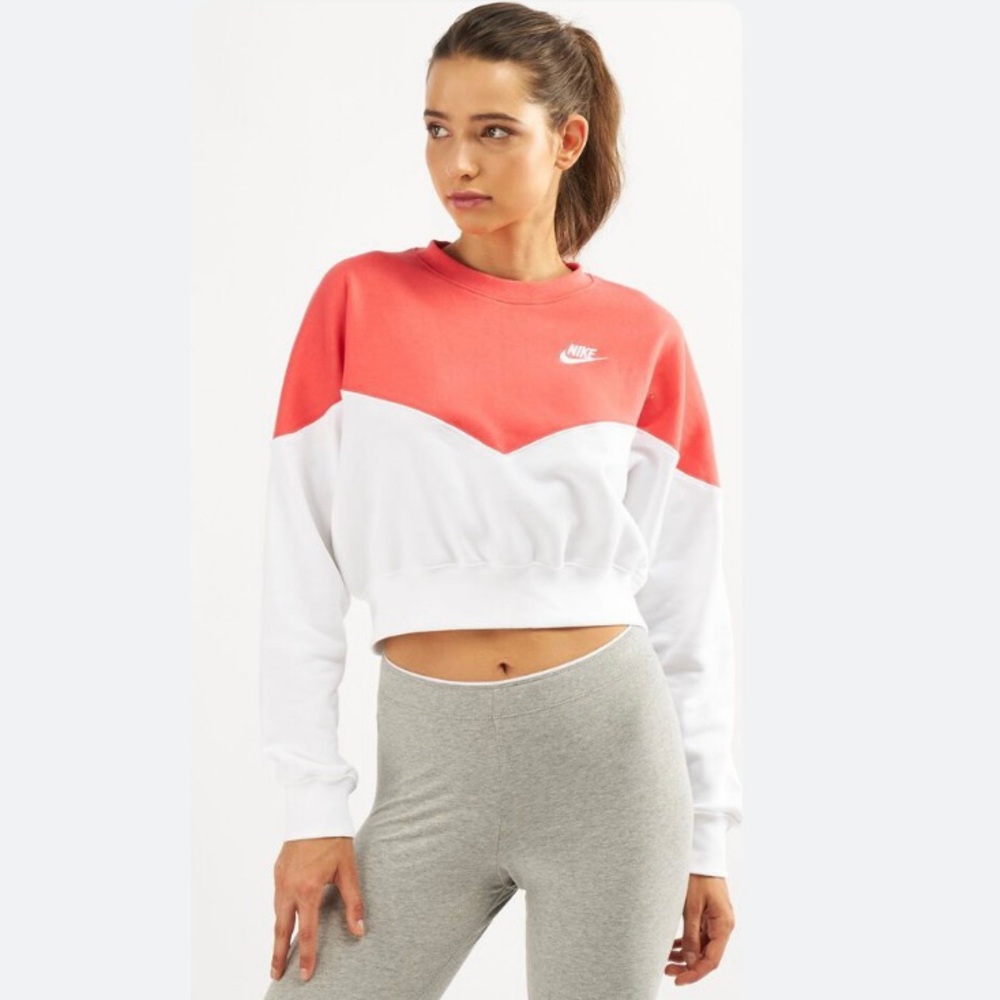 Nike Heritage Cropped Pullover Sweater Sz M